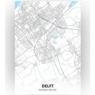 👉 Poster papier zwart Delft Plattegrond - A4 Standaard stijl