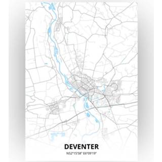 👉 Poster papier zwart Deventer Plattegrond - A4 Standaard stijl
