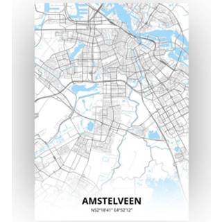 👉 Poster papier zwart Amstelveen Plattegrond - A4 Standaard stijl