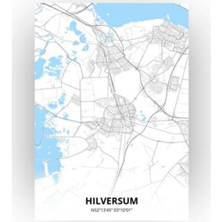 Poster papier zwart Hilversum Plattegrond - A4 Standaard stijl