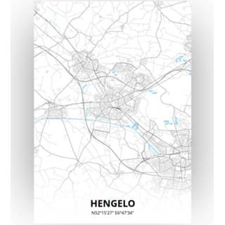 👉 Poster papier zwart Hengelo Plattegrond - A4 Standaard stijl