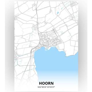 👉 Poster papier zwart Hoorn Plattegrond - A4 Standaard stijl