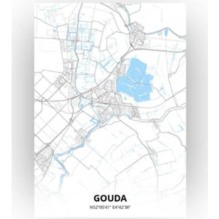 👉 Poster papier zwart Gouda Plattegrond - A4 Standaard stijl