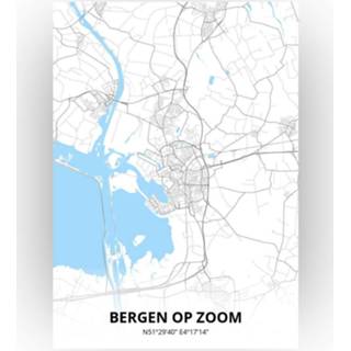 👉 Poster papier zwart Bergen op Zoom Plattegrond - A4 Standaard stijl