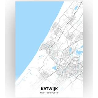 👉 Poster papier zwart Katwijk Plattegrond - A4 Standaard stijl