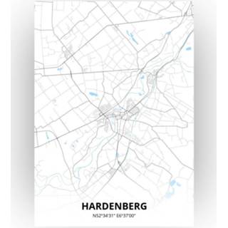 👉 Poster papier zwart Hardenberg Plattegrond - A4 Standaard stijl