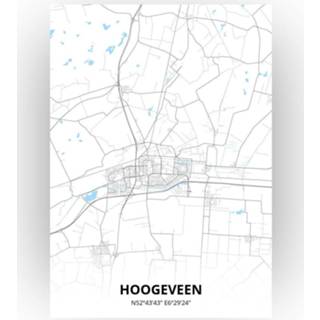👉 Poster papier zwart Hoogeveen Plattegrond - A4 Standaard stijl