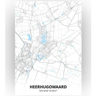 👉 Poster papier zwart Heerhugowaard Plattegrond - A4 Standaard stijl