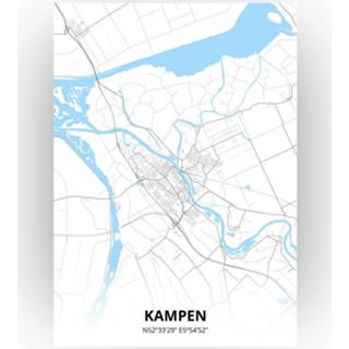 👉 Poster papier zwart Kampen Plattegrond - A4 Standaard stijl