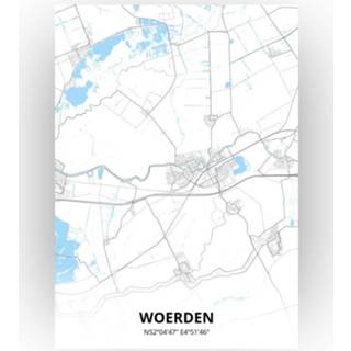 👉 Poster papier zwart Woerden Plattegrond - A4 Standaard stijl