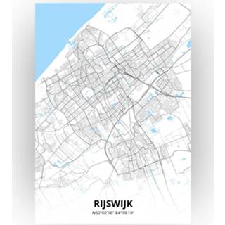👉 Poster papier zwart Rijswijk Plattegrond - A4 Standaard stijl