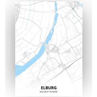 👉 Poster papier zwart Elburg Plattegrond - A4 Standaard stijl