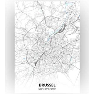 👉 Poster papier zwart Brussel Plattegrond - A4 Standaard stijl