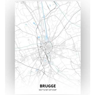 👉 Poster papier zwart Brugge Plattegrond - A4 Standaard stijl