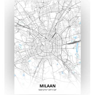 👉 Poster papier zwart Milaan Plattegrond - A4 Standaard stijl