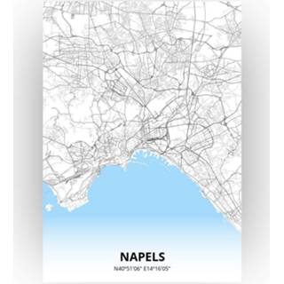 👉 Poster papier zwart Napels Plattegrond - A4 Standaard stijl