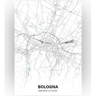 👉 Poster papier zwart Bologna Plattegrond - A4 Standaard stijl