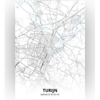 👉 Poster papier zwart Turijn Plattegrond - A4 Standaard stijl