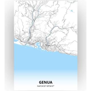 👉 Poster papier zwart Genua Plattegrond - A4 Standaard stijl
