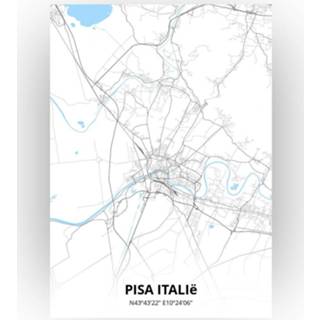 👉 Poster papier zwart Pisa Italië Plattegrond - A4 Standaard stijl