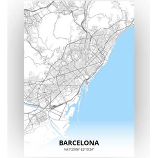 👉 Poster papier zwart Barcelona Plattegrond - A4 Standaard stijl