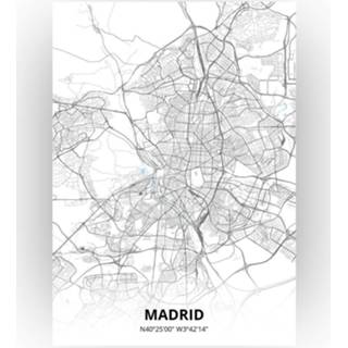 👉 Poster papier zwart Madrid Plattegrond - A4 Standaard stijl