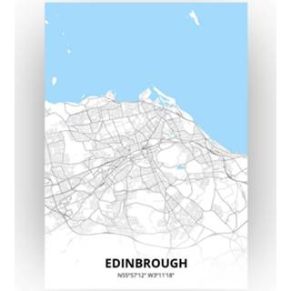 👉 Poster papier zwart Edinbrough Plattegrond - A4 Standaard stijl