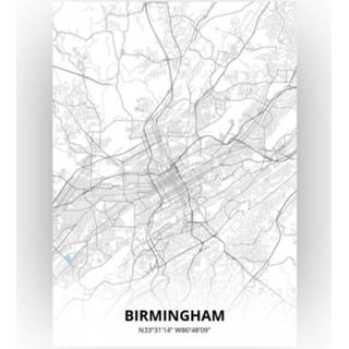 👉 Poster papier zwart Birmingham Plattegrond - A4 Standaard stijl