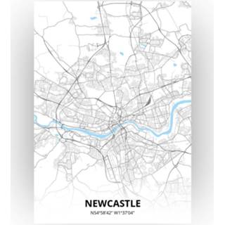 👉 Poster papier zwart Newcastle Plattegrond - A4 Standaard stijl