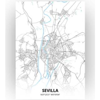 👉 Poster papier zwart Sevilla Plattegrond - A4 Standaard stijl