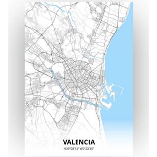 👉 Poster papier zwart Valencia Plattegrond - A4 Standaard stijl