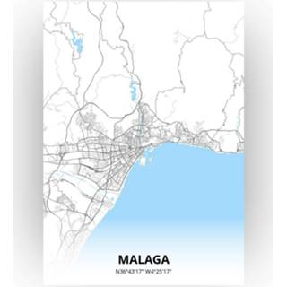 👉 Poster papier zwart Malaga Plattegrond - A4 Standaard stijl