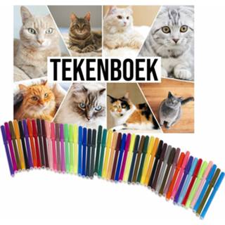 👉 Schetsboek kinderen Katten liefhebbers A4 50 paginas met viltstiften