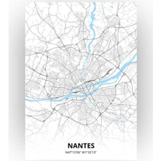 👉 Poster papier zwart Nantes Plattegrond - A4 Standaard stijl