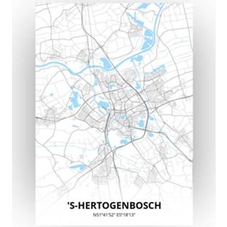 👉 Poster papier zwart 's-Hertogenbosch Plattegrond - A4 Standaard stijl
