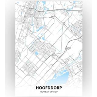 👉 Poster papier zwart Hoofddorp Plattegrond - A4 Standaard stijl