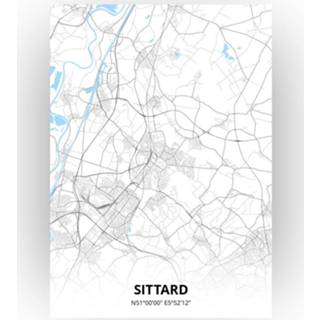 👉 Poster papier zwart Sittard Plattegrond - A4 Standaard stijl