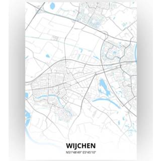 👉 Poster papier zwart Wijchen Plattegrond - A4 Standaard stijl