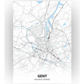 👉 Poster papier zwart Gent Plattegrond - A4 Standaard stijl