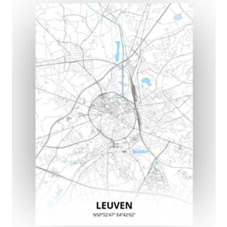 👉 Poster papier zwart Leuven Plattegrond - A4 Standaard stijl