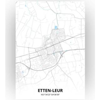 👉 Poster papier zwart Etten-Leur Plattegrond - A4 Standaard stijl