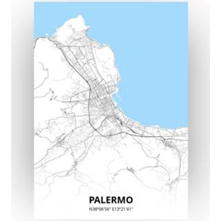 👉 Poster papier zwart Palermo Plattegrond - A4 Standaard stijl