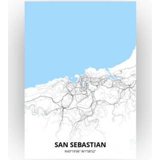 👉 Poster papier zwart San Sebastian Plattegrond - A4 Standaard stijl