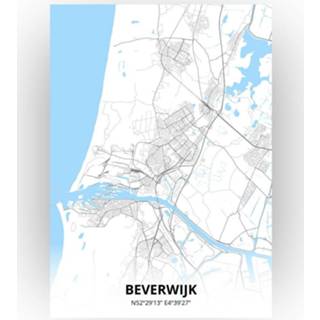 👉 Poster papier zwart Beverwijk Plattegrond - A4 Standaard stijl