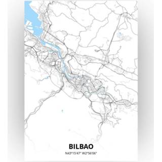 👉 Poster papier zwart Bilbao Plattegrond - A4 Standaard stijl