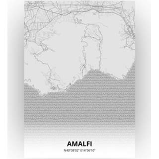 👉 Poster zwart papier Amalfi Plattegrond - A4 Standaard stijl