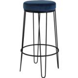 👉 Kruk textiel Light & Living 'Alice' (zithoogte 73cm) velvet donker blauw+zwart 8717807300067