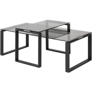 👉 Salontafel glazen blad smoke Bendt 'Lone', Set van 2 stuks, 115 x 69cm 5713941048202