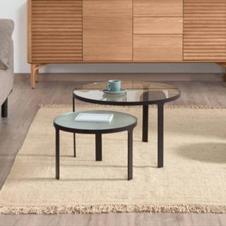 👉 Bijzettafel glazen blad transparant Kave Home 'Oni' set van 2 stuks 8433840563466