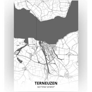 👉 Poster papier zwart Terneuzen Plattegrond - A4 Standaard stijl